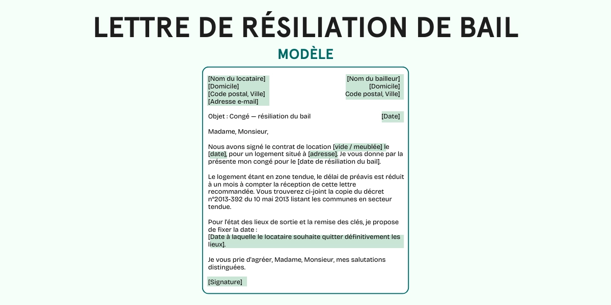 Lettre de résiliation de bail 2025 : modèle à télécharger